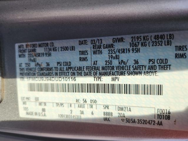 1FMCU9J94DUD10116 - 2013 FORD ESCAPE TITANIUM SILVER photo 14