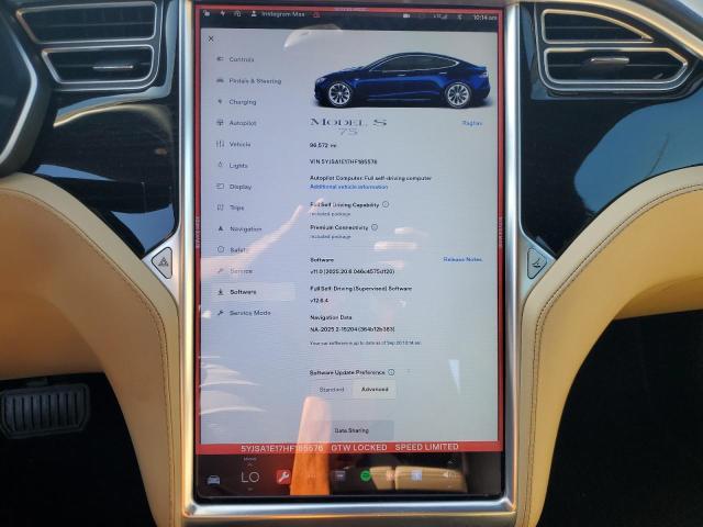 5YJSA1E17HF185576 - 2017 TESLA MODEL S BLUE photo 9