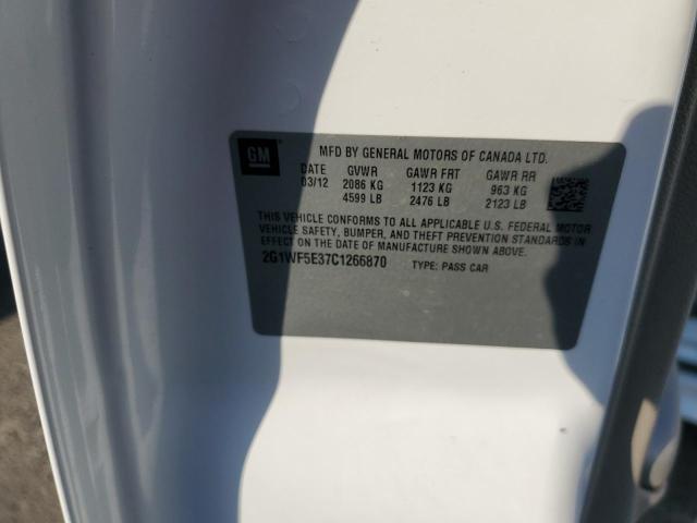 2G1WF5E37C1266870 - 2012 CHEVROLET IMPALA LS 白色 照片 12