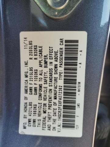 1HGCR2F5XFA072362 - 2015 HONDA ACCORD SPORT 灰色 照片 12