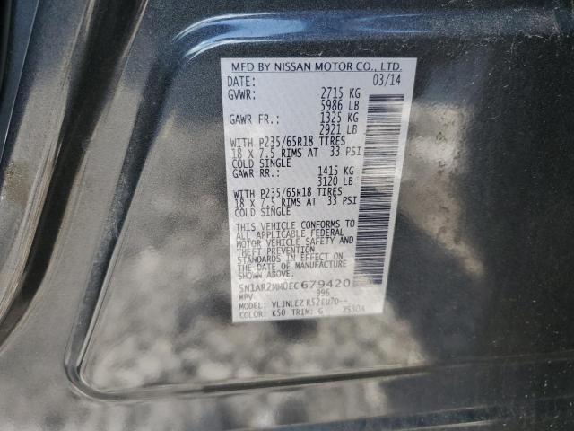 5N1AR2MM0EC679420 - 2014 NISSAN PATHFINDER S 灰色 照片 13