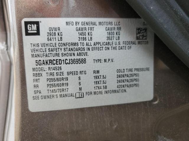 5GAKRCED1CJ369588 - 2012 BUICK ENCLAVE BROWN photo 14