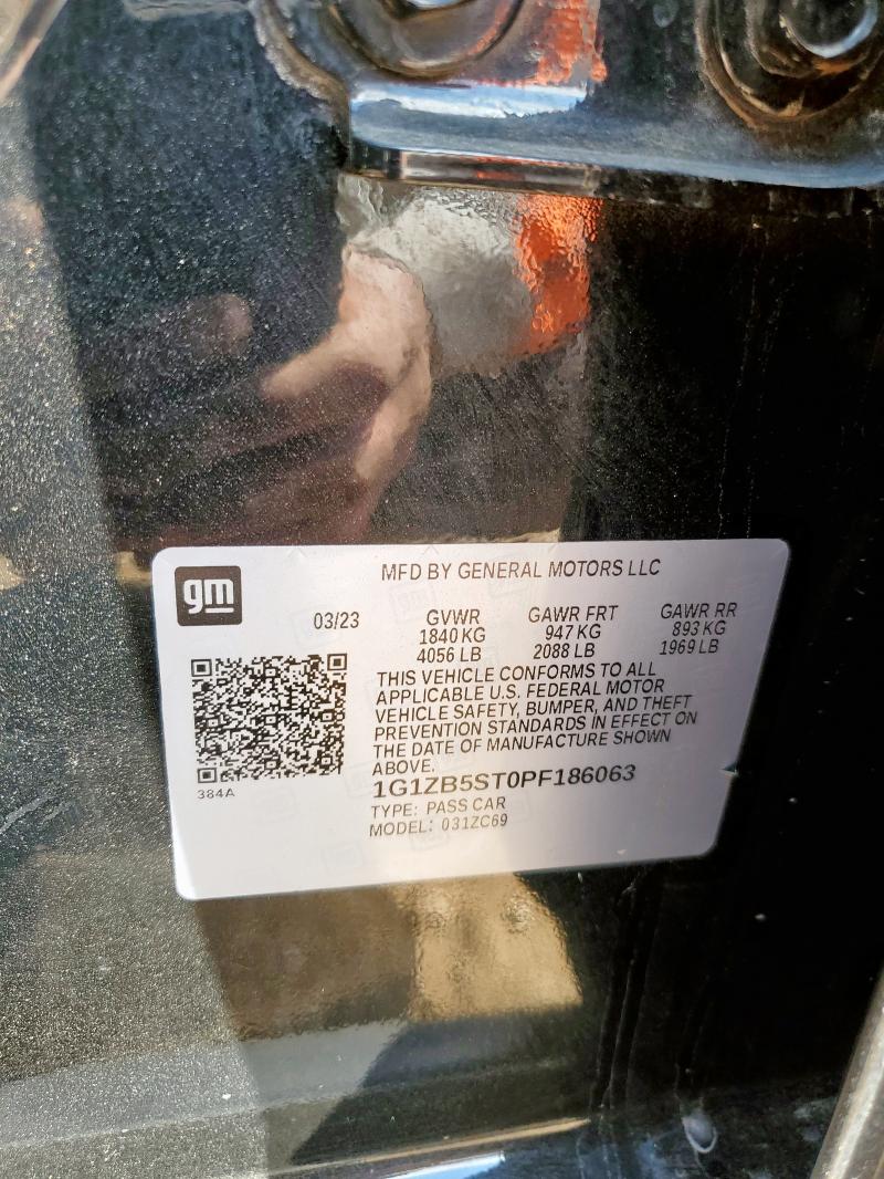 1G1ZB5ST0PF186063 - 2023 CHEVROLET MALIBU LS Noir photo 12