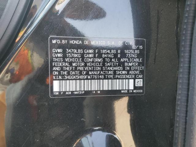 3HGGK5H89FM776148 - 2015 HONDA FIT EX BLACK photo 12