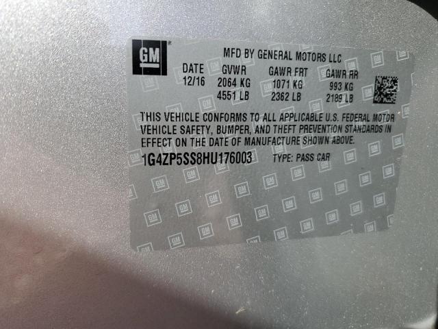 1G4ZP5SS8HU176003 - 2017 BUICK LACROSSE ESSENCE SILVER photo 12