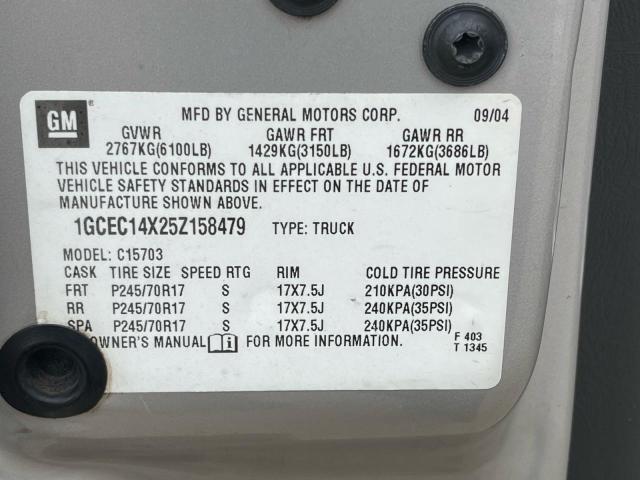 1GCEC14X25Z158479 - 2005 CHEVROLET SILVERADO C1500 灰色 照片 10