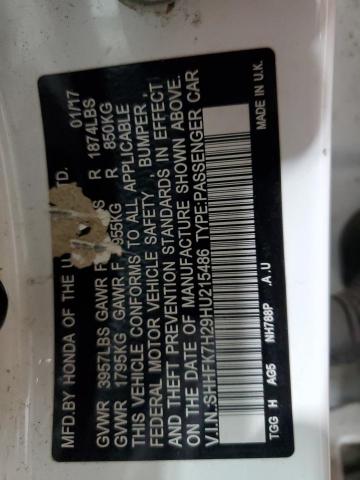 SHHFK7H29HU215486 - 2017 HONDA CIVIC LX WHITE photo 13