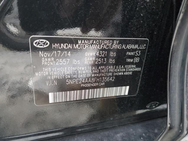 5NPE24AA8FH135642 - 2015 HYUNDAI SONATA ECO BLACK photo 12