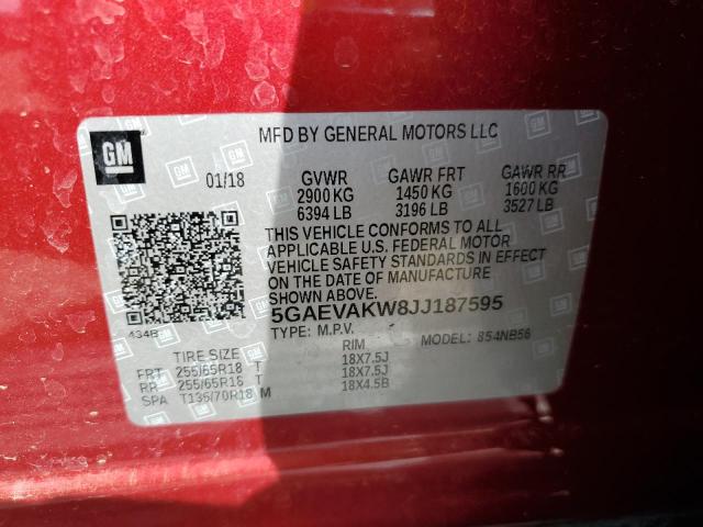 5GAEVAKW8JJ187595 - 2018 BUICK ENCLAVE ESSENCE Կարմիր լուսանկար 13