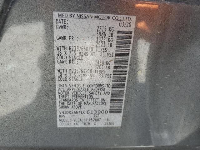 5N1DR2AN4LC613900 - 2020 NISSAN PATHFINDER S Boz foto 13