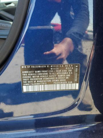 3VWD17AJ6EM417915 - 2014 VOLKSWAGEN JETTA SE BLUE photo 12