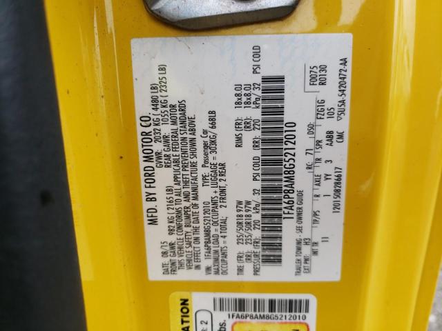 1FA6P8AM8G5212010 - 2016 FORD MUSTANG YELLOW photo 13