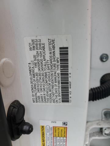 5FNYF7H51MB014345 - 2021 HONDA PASSPORT EXL WHITE photo 12