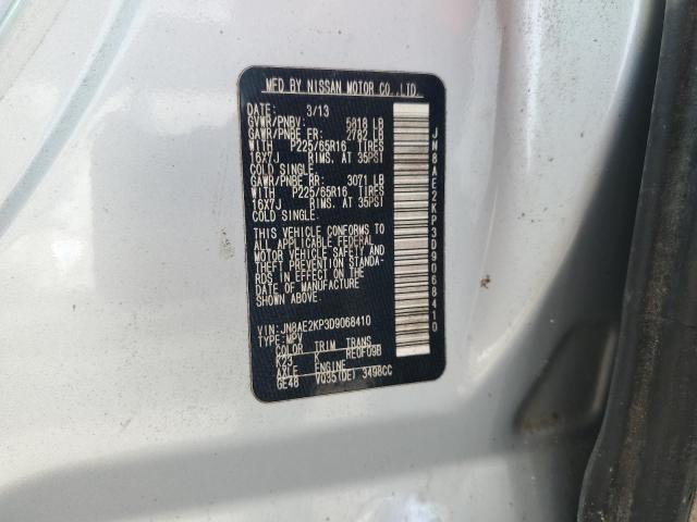 JN8AE2KP3D9068410 - 2013 NISSAN QUEST S SILVER photo 13