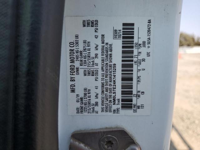 NM0LS7E24K1415259 - 2019 FORD TRANSIT CO XL WHITE photo 12