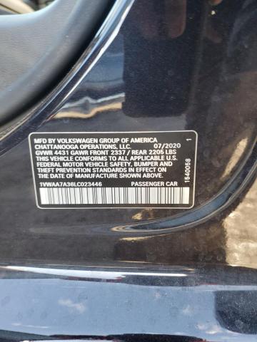 1VWAA7A36LC023446 - 2020 VOLKSWAGEN PASSAT S BLACK photo 12
