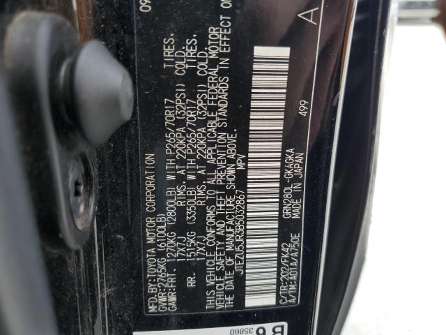 JTEZU5JR3B5032867 - 2011 TOYOTA 4RUNNER SR5 黑色 照片 12