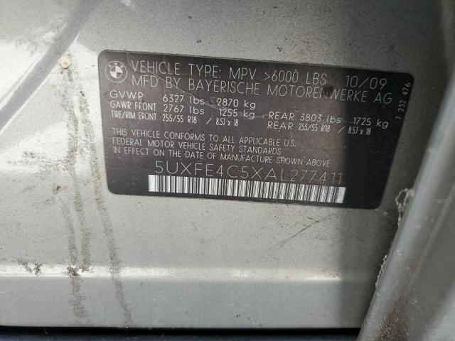 5UXFE4C5XAL277411 - 2010 BMW X5 XDRIVE30I GRAY photo 13