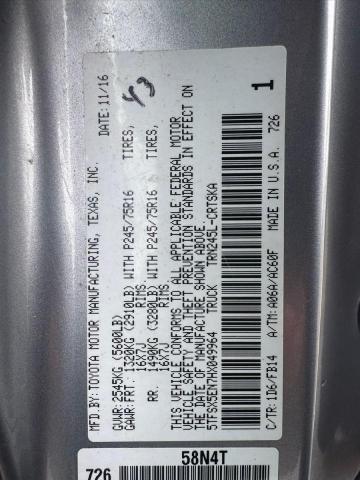 5TFSX5EN7HX049964 - 2017 TOYOTA TACOMA ACCESS CAB GRAY photo 11