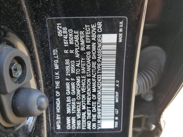 SHHFK7H4XMU422433 - 2021 HONDA CIVIC SPORT BLACK photo 12