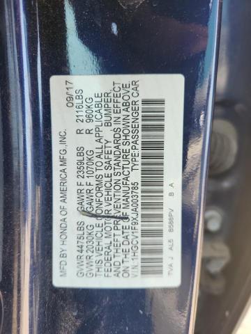 1HGCV1F9XJA003785 - 2018 HONDA ACCORD TOURING BLUE photo 12