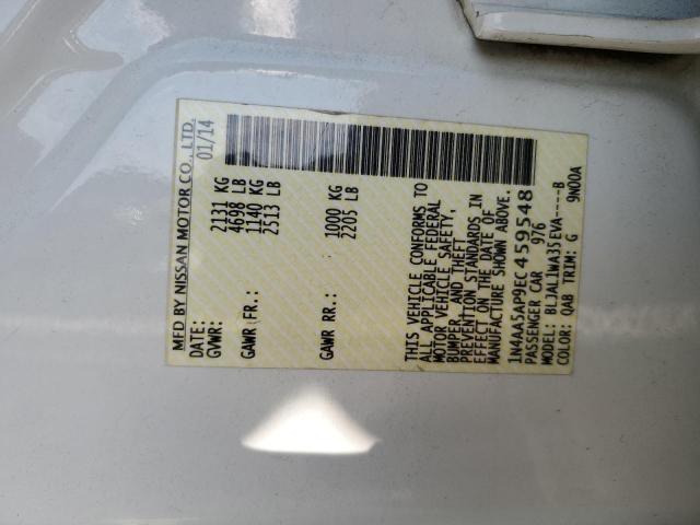 1N4AA5AP9EC459548 - 2014 NISSAN MAXIMA S WHITE photo 13