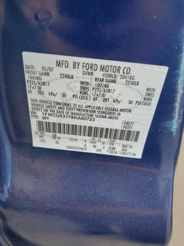 1FMCU03178KA80723 - 2008 FORD ESCAPE XLT BLUE photo 14