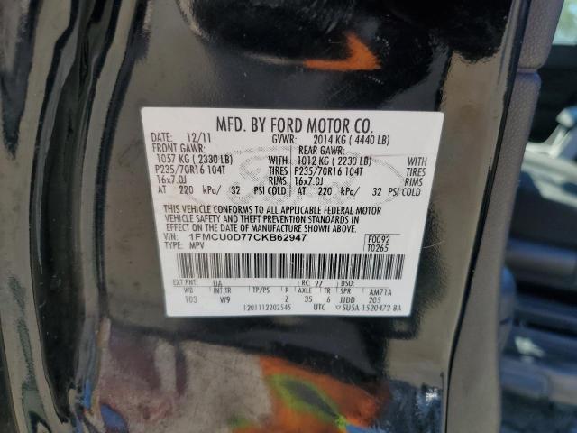 1FMCU0D77CKB62947 - 2012 FORD ESCAPE XLT BLACK photo 13