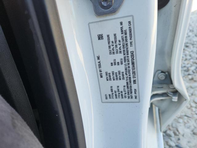 5YJ3E1EA4MF043043 - 2021 TESLA MODEL 3 თეთრი ფოტო 13