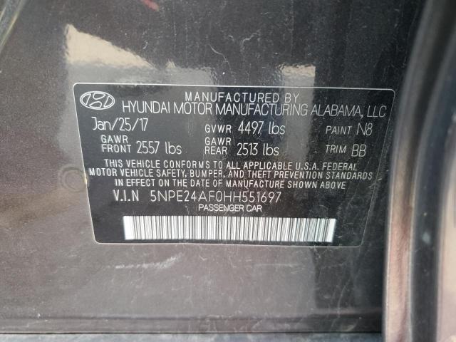 5NPE24AF0HH551697 - 2017 HYUNDAI SONATA SE GRAY photo 13