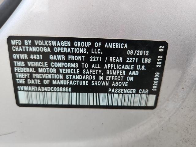 1VWAH7A34DC038850 - 2013 VOLKSWAGEN PASSAT S Күміс фото 13
