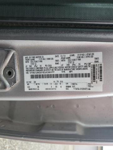 1FMCU9GX1EUC00177 - 2014 FORD ESCAPE SE SILVER photo 13