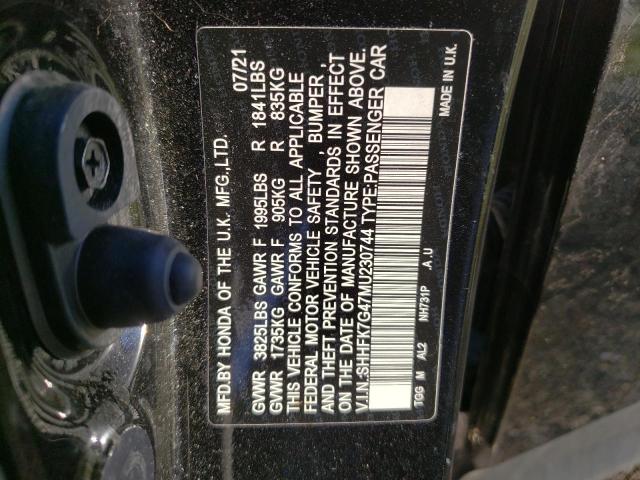 SHHFK7G47MU230744 - 2021 HONDA CIVIC SPORT 黑色 照片 13