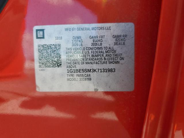 1G1BE5SM3K7131983 - 2019 CHEVROLET CRUZE LT 红色 照片 12