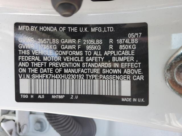 SHHFK7H4XHU230192 - 2017 HONDA CIVIC SPOR WHITE photo 13