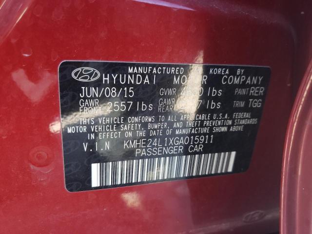 KMHE24L1XGA015911 - 2016 HYUNDAI SONATA HYBRID RED photo 12