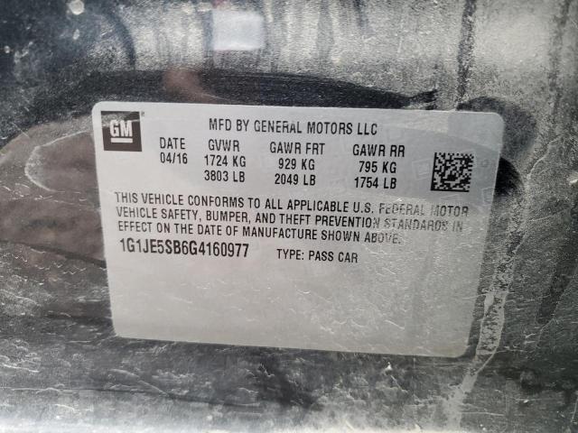 1G1JE5SB6G4160977 - 2016 CHEVROLET SONIC LTZ GRAY photo 12