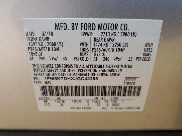 1FM5K7DHXJGC42288 - 2018 FORD EXPLORER XLT Gümüş foto 13