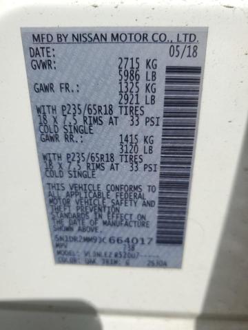 5N1DR2MM9JC664017 - 2018 NISSAN PATHFINDER S WHITE photo 13