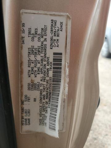 4TASM92N6YZ592193 - 2000 TOYOTA TACOMA XTRACAB PRERUNNER 棕色 照片 12