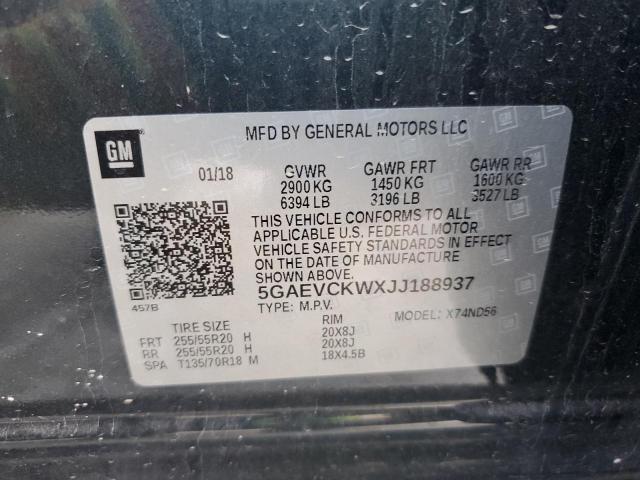 5GAEVCKWXJJ188937 - 2018 BUICK ENCLAVE AVENIR BLACK photo 13