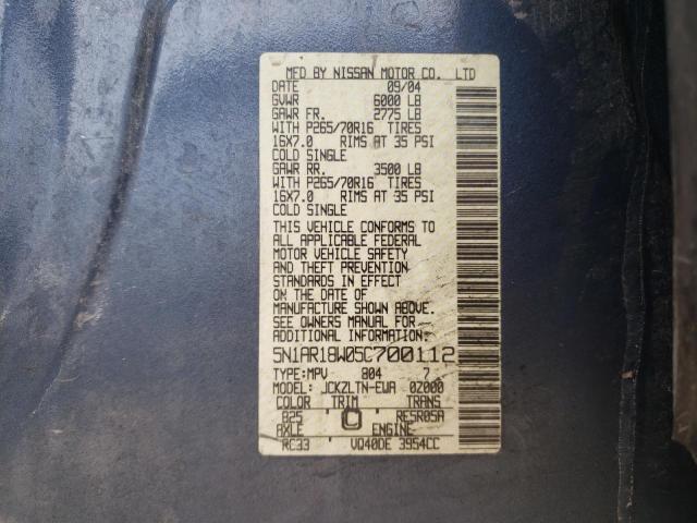 5N1AR18W05C700112 - 2005 NISSAN PATHFINDER LE 灰色 照片 12