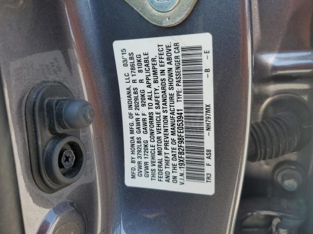 19XFB2F98FE053941 - 2015 HONDA CIVIC EXL GRAY photo 12