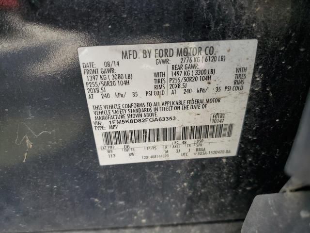 1FM5K8D82FGA63353 - 2015 FORD EXPLORER XLT 黑色 照片 13