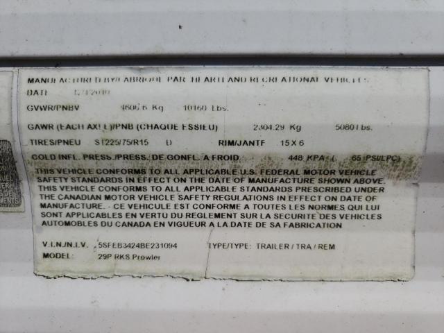 5SFEB3424BE231094 - 2011 HEART LAND PROWLER 白色 照片 10