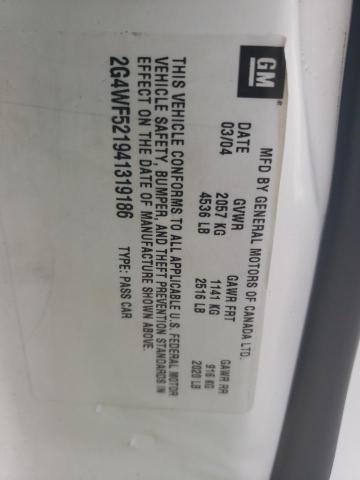 2G4WF521941319186 - 2004 BUICK REGAL GS 白色 照片 12