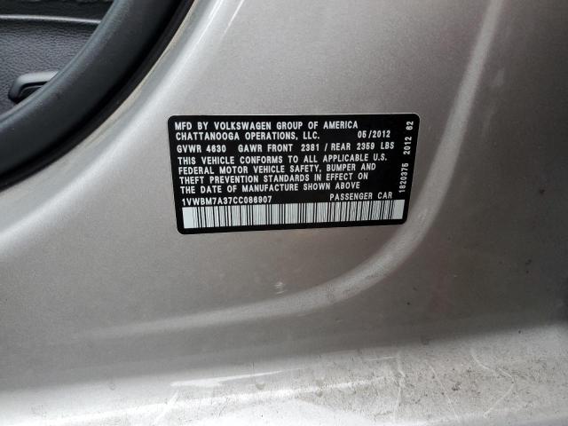 1VWBM7A37CC086907 - 2012 VOLKSWAGEN PASSAT SE GRAY photo 12