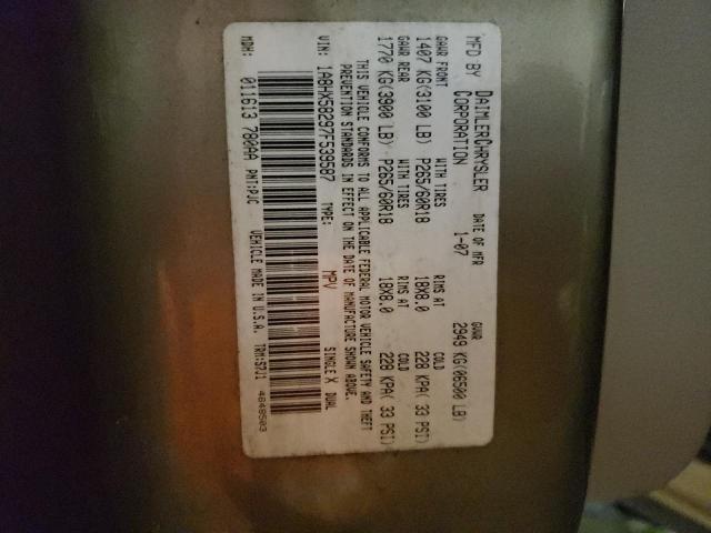 1A8HX58297F539587 - 2007 CHRYSLER ASPEN LIMITED TAN photo 12