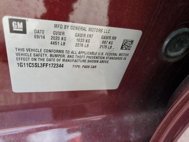 1G11C5SL3FF172344 - 2015 CHEVROLET MALIBU 1LT 栗色 照片 12