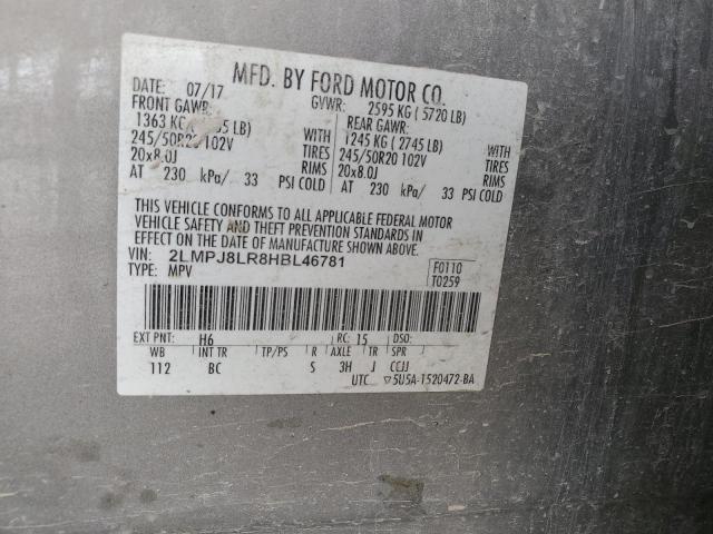 2LMPJ8LR8HBL46781 - 2017 LINCOLN MKX RESERVE Сұр фото 12